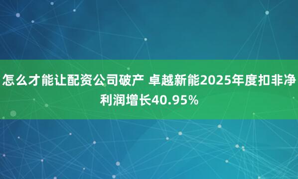 怎么才能让配资公司破产 卓越新能2025年度扣非净利润增长40.95%